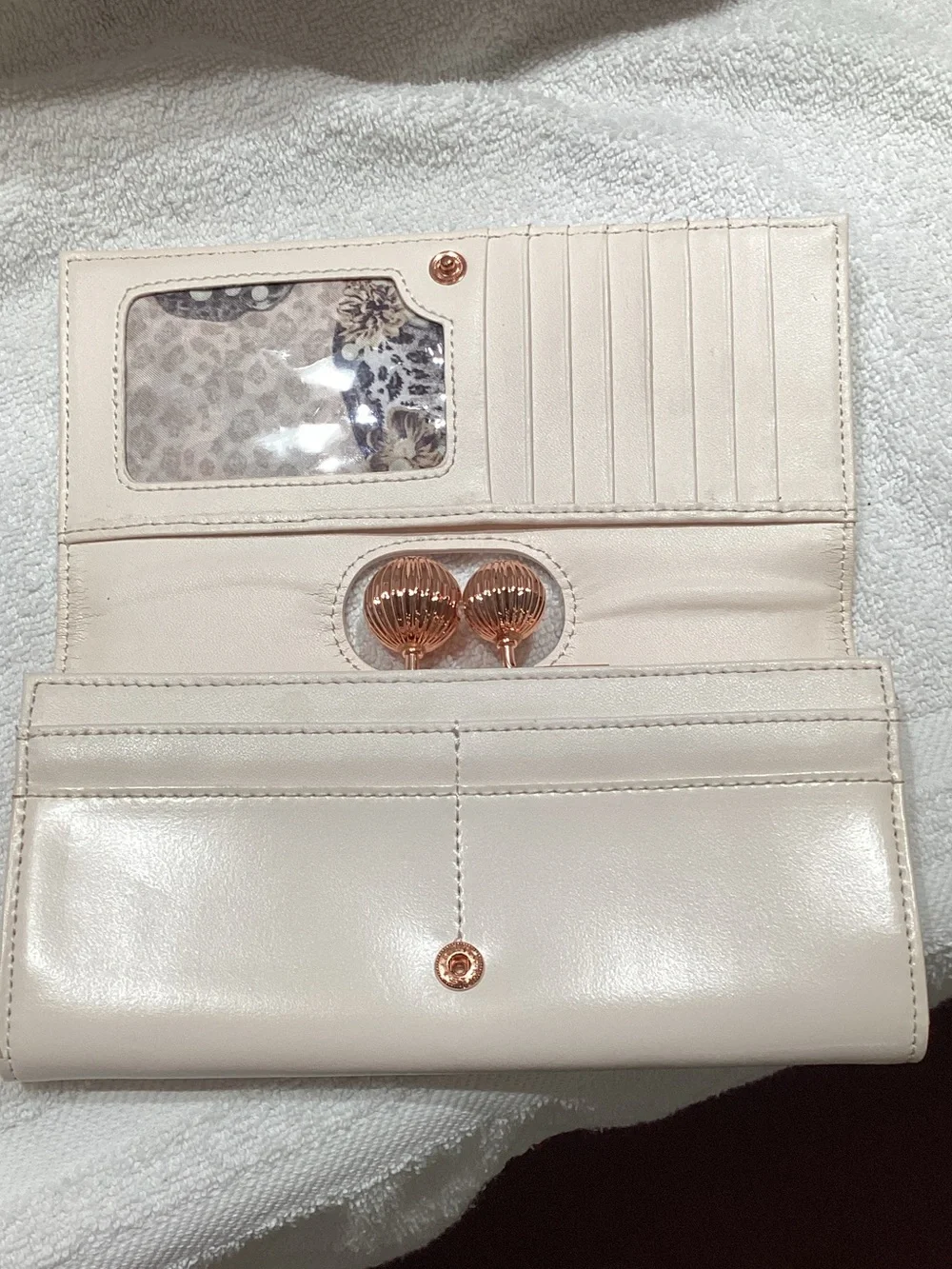 Ted Baker Rose-Print Floral Wallet with Rose Gold Clasp Like New